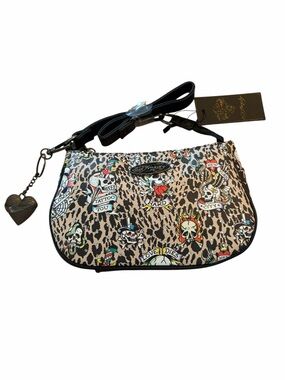 Ed Hardy Cheetah‎ Studded Skull Tattoo Crossbody Shoulder Bag New